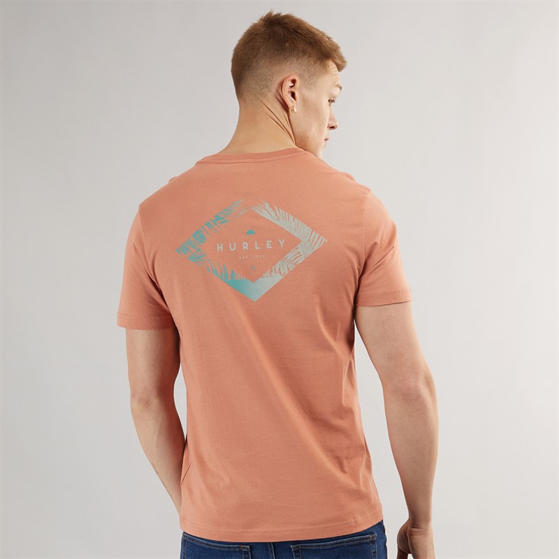Hurley Mens Diamond Palms Graphic T-Shirt Brown/Red