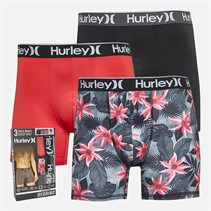 Hurley Mens Three Pack Regrind Boxer Briefs Black/Red
