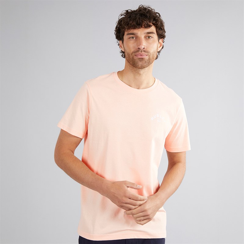 Hurley Mens Stripey Sunrise Graphic T-Shirt Pink