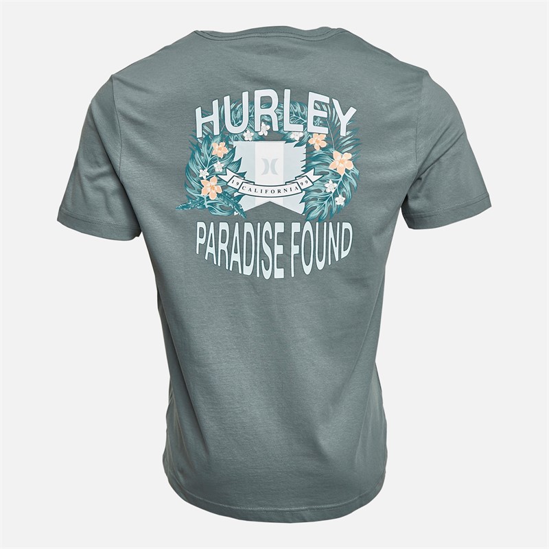 Hurley T-shirt Homme Paradise Found à Motif Gris/Bleu