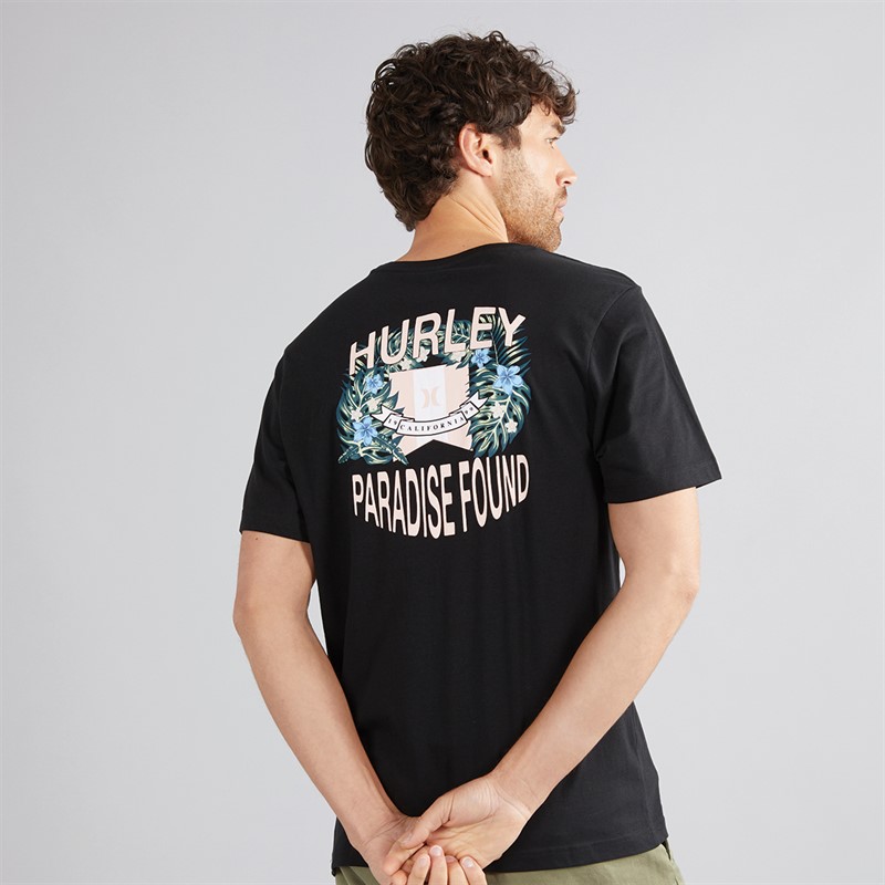 Hurley Herren Paradise Found Grafik T Shirt Schwarz