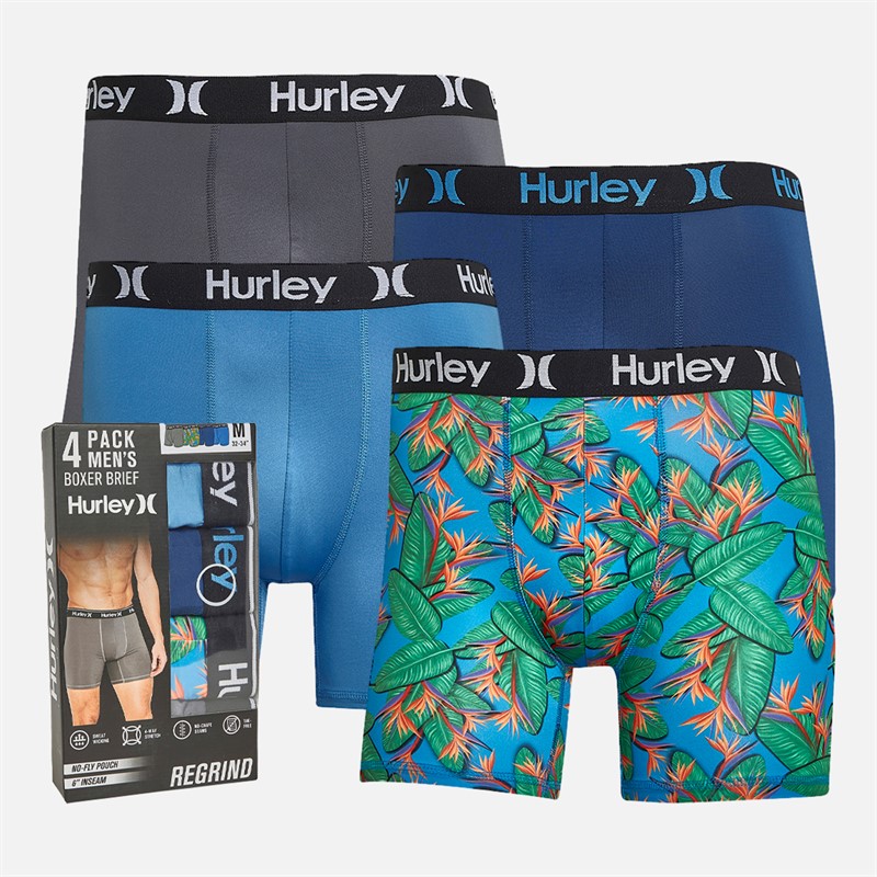 Hurley lot de quatre boxers Homme Regrind Bleu vif