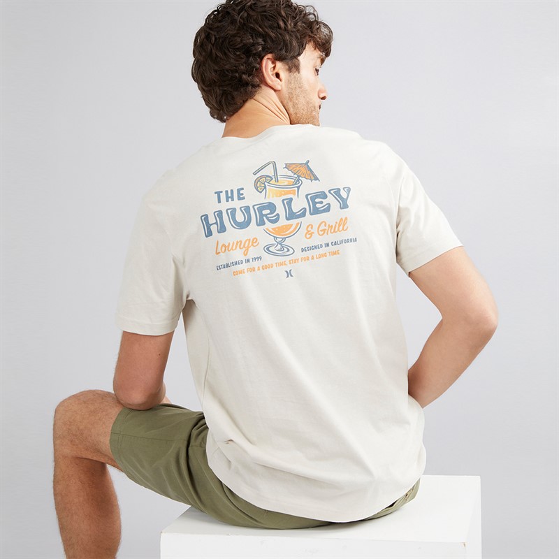 Hurley Mens Lounging Graphic T-Shirt Ivory