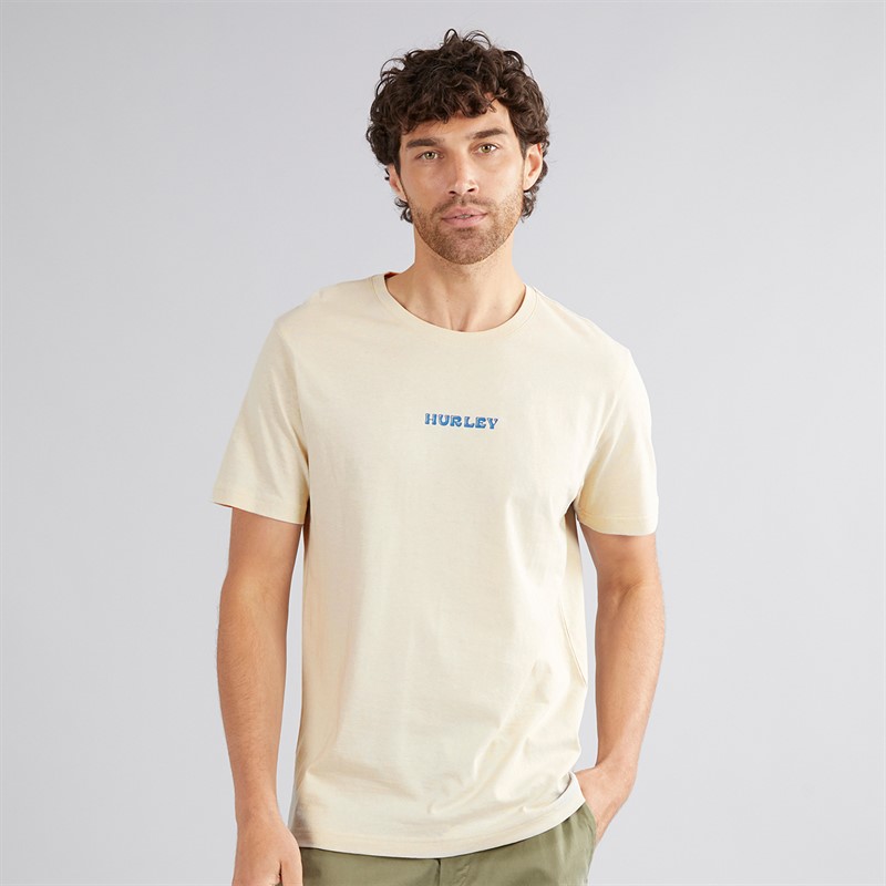 Hurley Mens Lounging Graphic T-Shirt Ivory