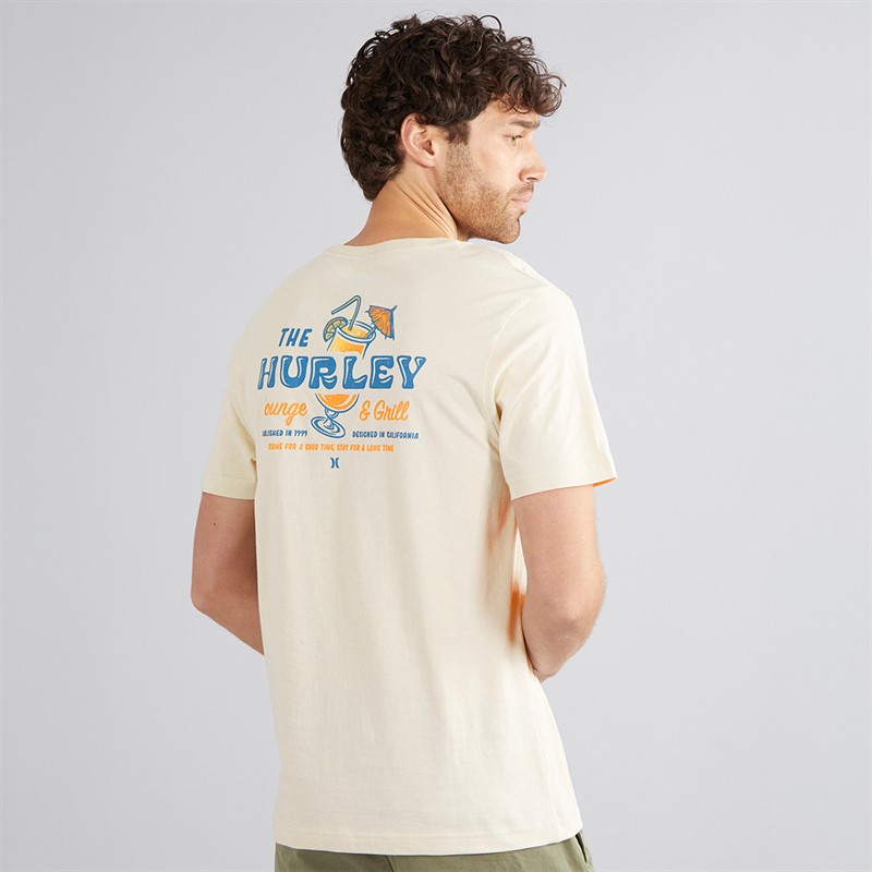 Hurley Mens Lounging Graphic T-Shirt Ivory
