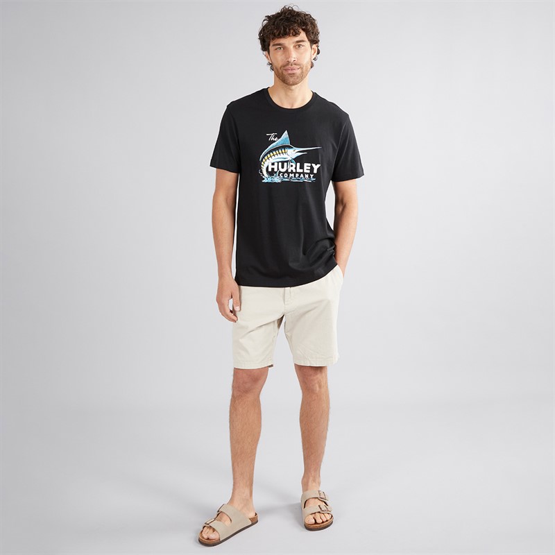 Hurley Mens Morning Fish Graphic T-Shirt Black