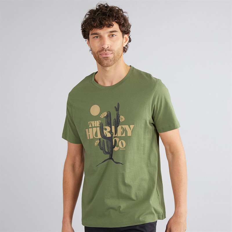 Hurley Mens Desert Day Graphic T-Shirt Aurora Green/Heather - Size M