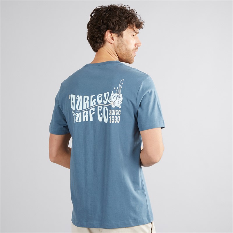 Hurley Mens Sea Graphic T-Shirt Grey/Navy