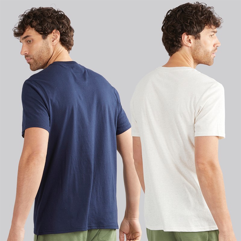 Hurley Mens Two Pack Crew Neck T-Shirts Blue/Tan