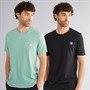 Hurley Mens Two Pack Crew Neck T-Shirts Black/Green