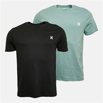 Hurley Mens Two Pack Crew Neck T-Shirts Black/Green