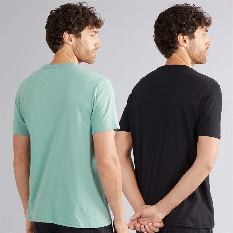 Hurley Mens Two Pack Crew Neck T-Shirts Black/Green