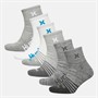 Hurley Mens 1/2 Terry Six Pack Quarter Crew Socks White/Bright Blue