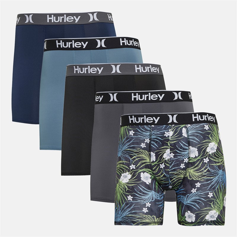 Hurley Mens Regrind Five Pack Boxer Briefs Black/Blue - Size XL