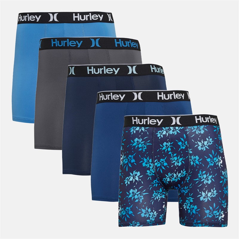 Hurley Mens Regrind Five Pack Boxer Briefs Bright Blue - Size M