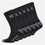 Hurley Mens Six Pack 1/2 Terry Crew Socks Black