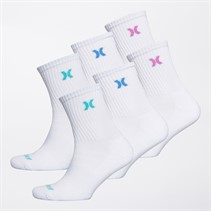 Hurley Womens Six Pack Crew Socks White