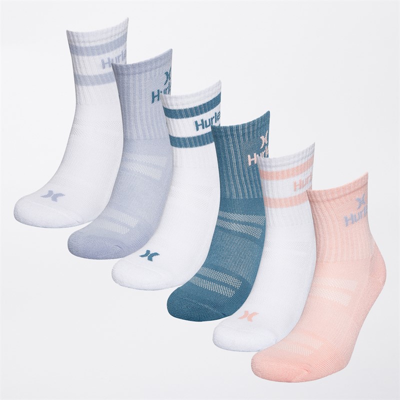 Hurley Womens Six Pack Crew Socks Multi