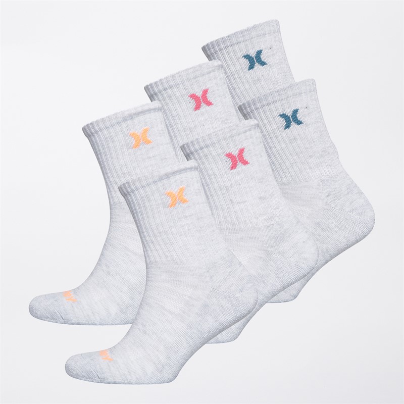 Hurley Womens Six Pack Crew Socks Multi
