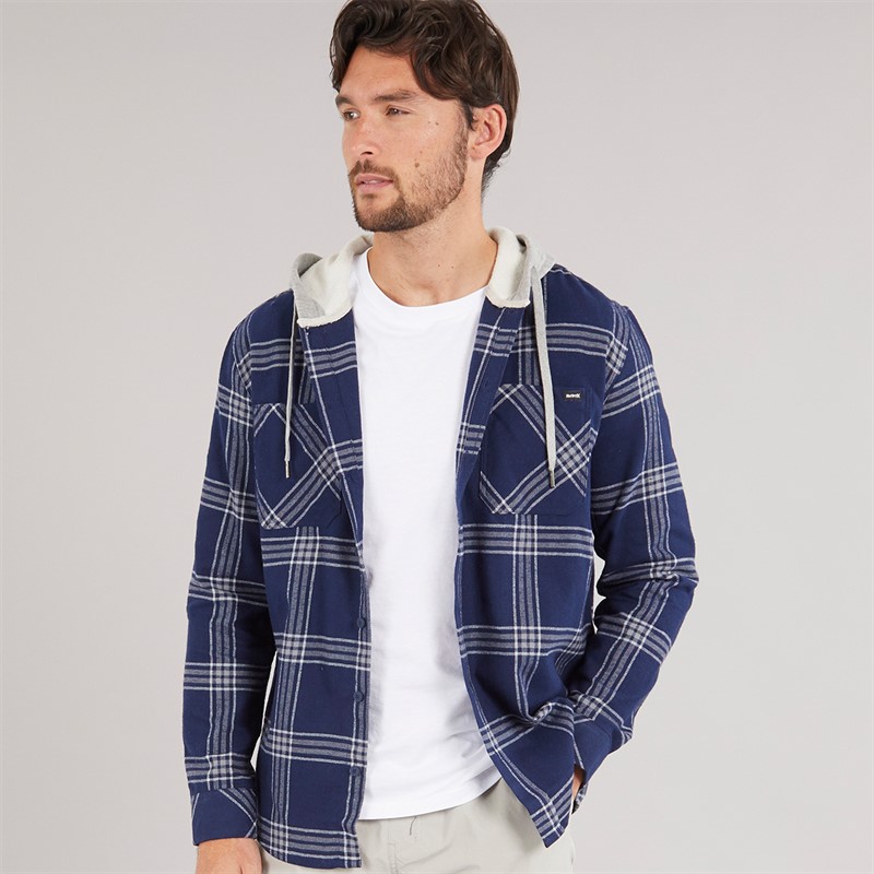 Hurley Mens Hooded Flannel Shirt Osidian