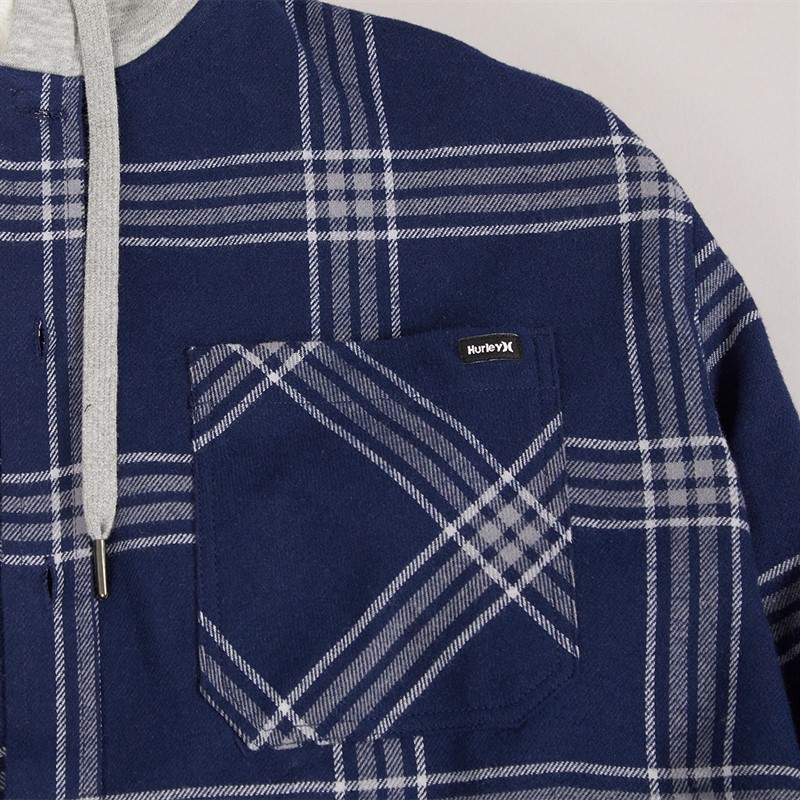 Hurley Mens Hooded Flannel Shirt Osidian