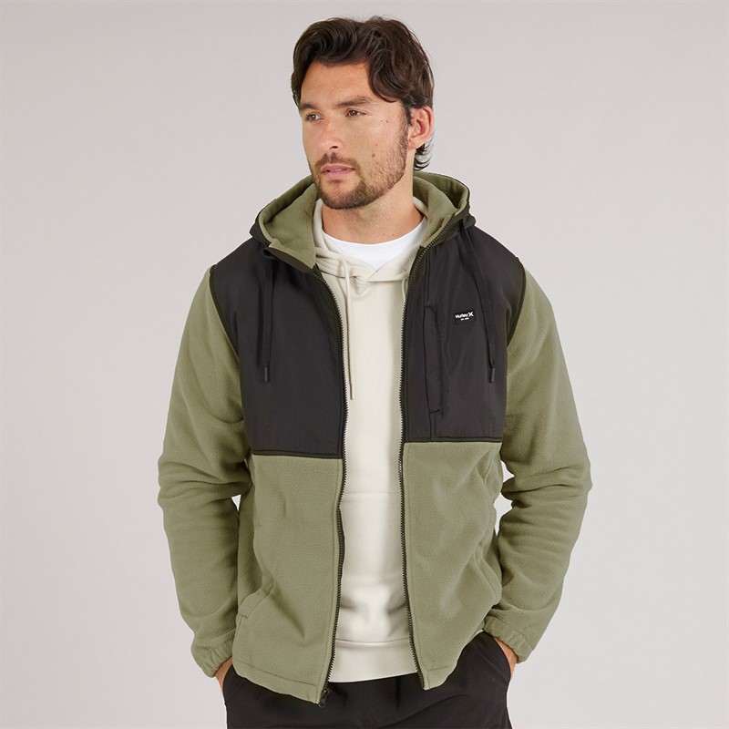 Hurley Mens Full Zip Hoodie Olive/Khaki