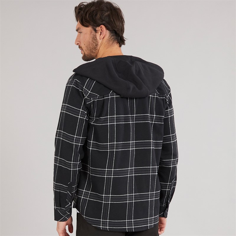 Hurley Mens Hooded Flannel Shirt Black