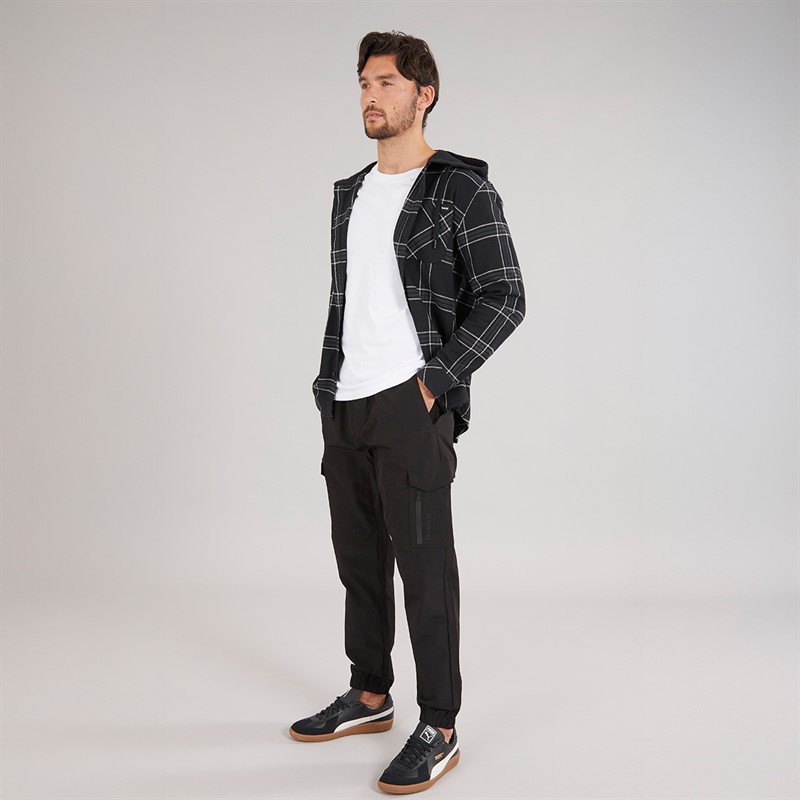 Hurley Mens Hooded Flannel Shirt Black