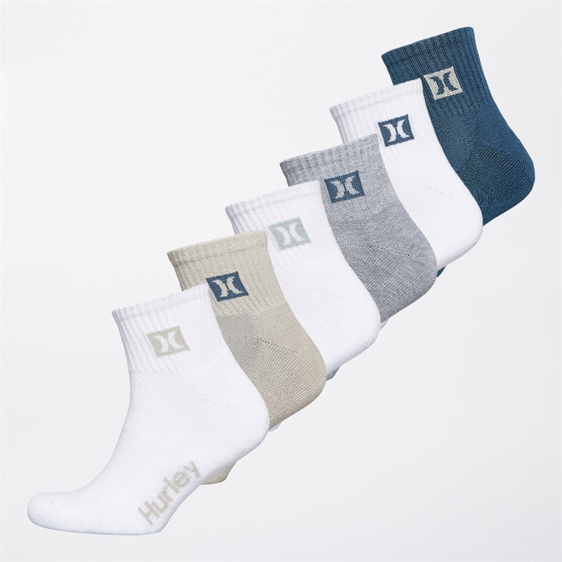 Hurley Mens Six Pack Terry Crew Socks Multi