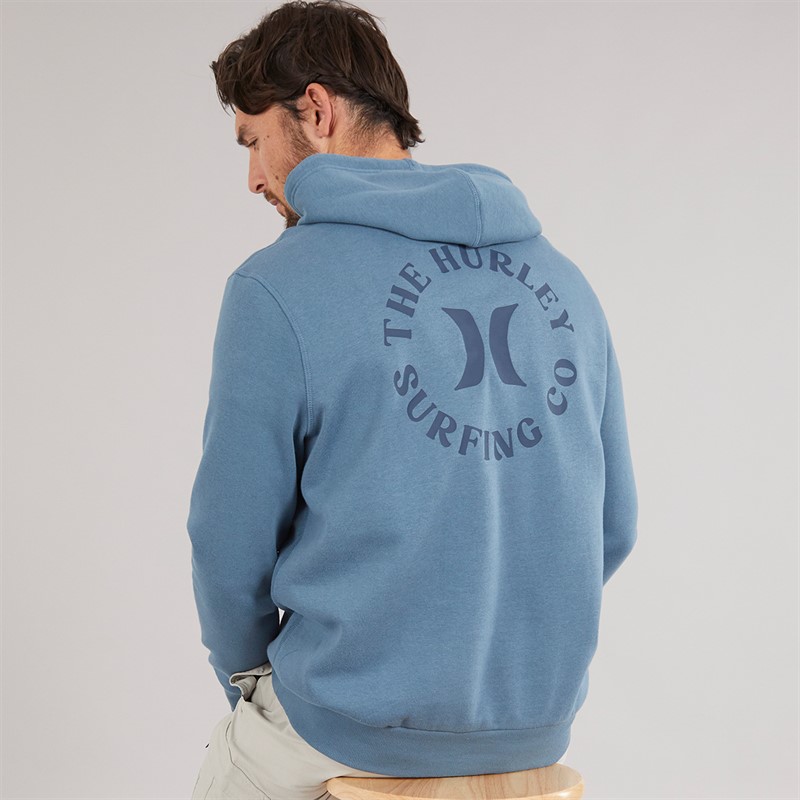 Hurley Mens Icon And Co Hoodie Grey/Teal Grey/Navy