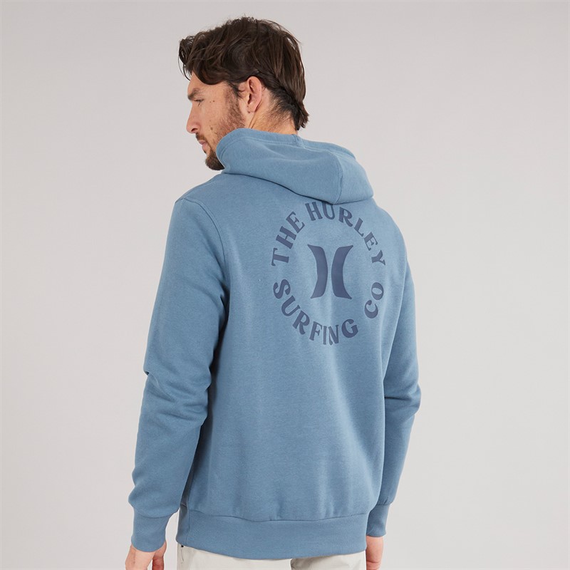 Hurley Mens Icon And Co Hoodie Grey/Teal Grey/Navy