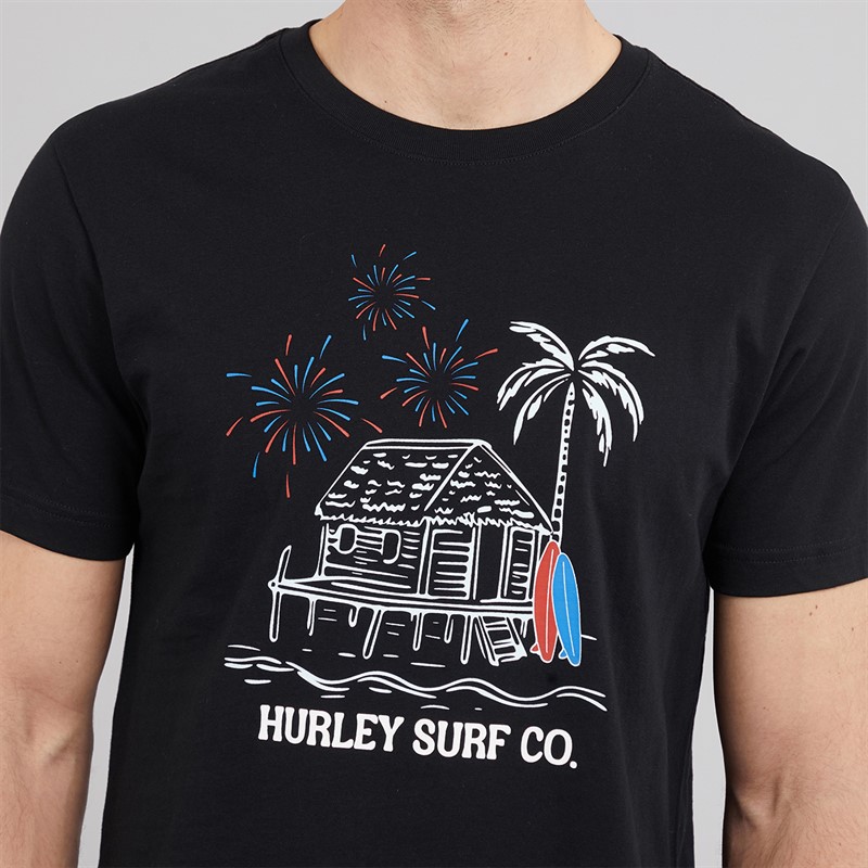 Hurley Mens Surf Shack Graphic T-Shirt Black