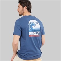 Hurley Herren Surf Welle Grafik T Shirt Industrial Blue