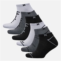 Hurley Mens Six Pack Low Cut Socks White/Grey