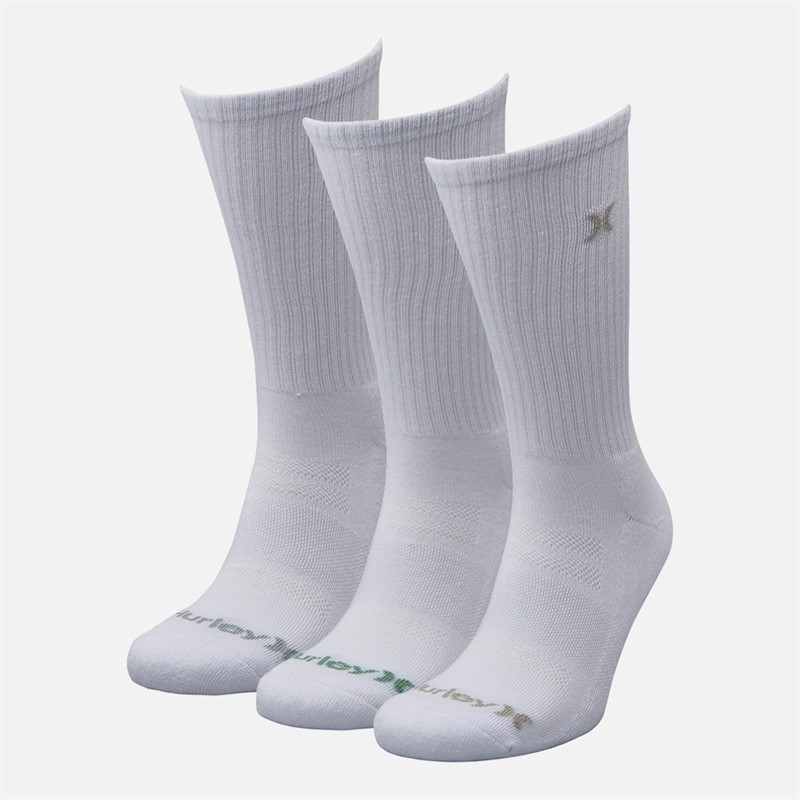 Hurley Mens Six Pack Crew Socks White/Grey