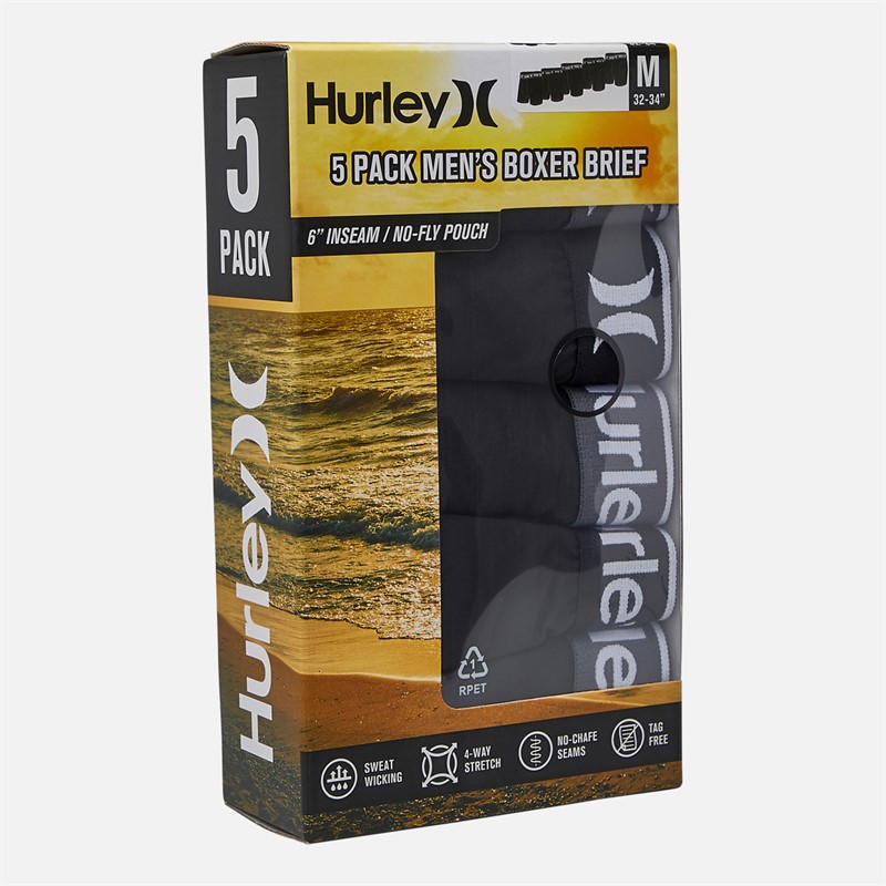 Hurley Mens Five Pack Boxer Briefs Black