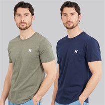 Hurley Mens Two Pack Lounge T-Shirts Green/Blue