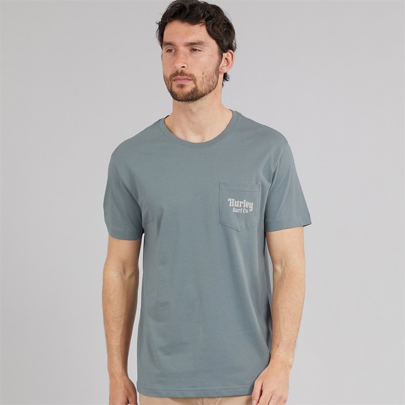 Hurley Mens California Beaches Pocket T-Shirt Grey/Blue