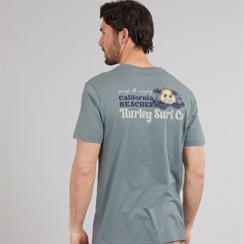 Hurley Mens California Beaches Pocket T-Shirt Grey/Blue