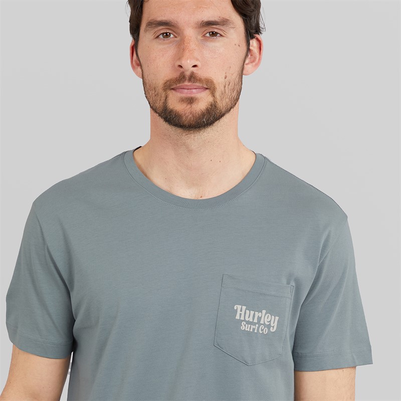 Hurley Mens California Beaches Pocket T-Shirt Grey/Blue