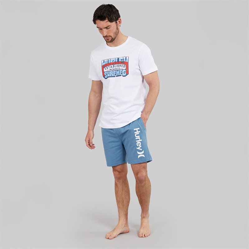 Hurley Mens Lounge Shorts Blue/White