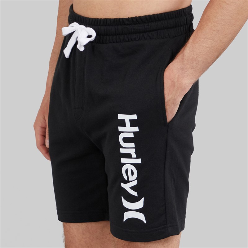 Hurley Mens Number One Logo Lounge Shorts Black