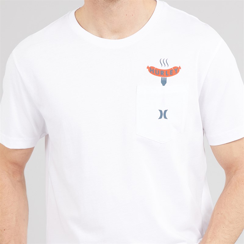 Hurley Mens Traditional BBQ Pocket T-Shirt White Traditional