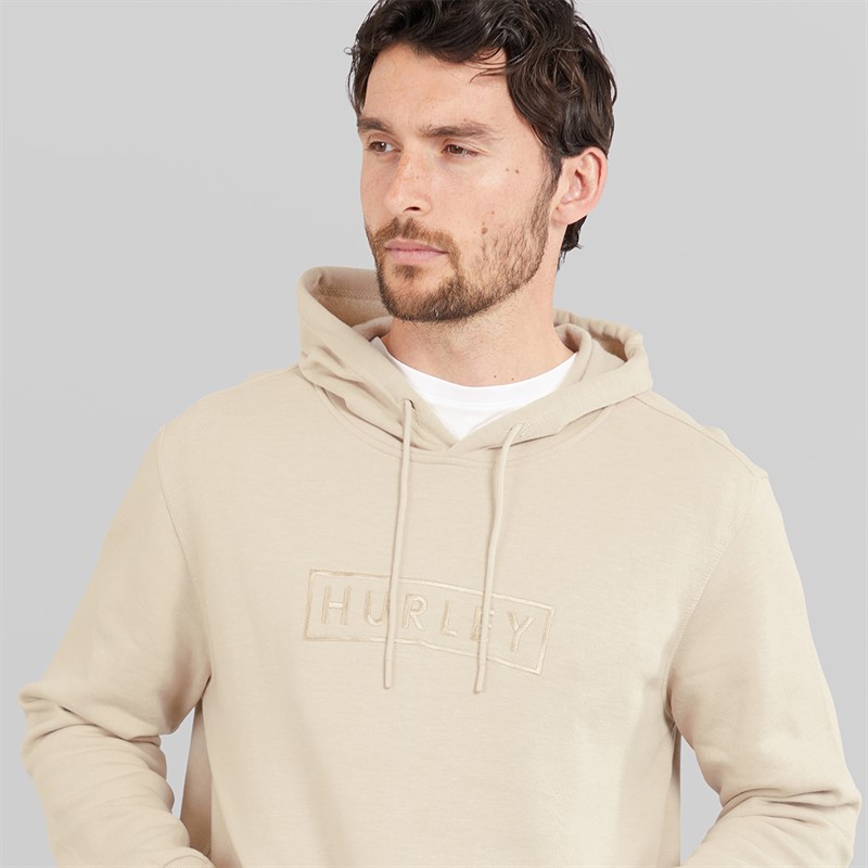 Hurley Mens Boxed Logo Fleece Hoodie Ivory