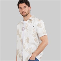 Hurley Mens 2 Tone Leaf Woven Shirt Ivory