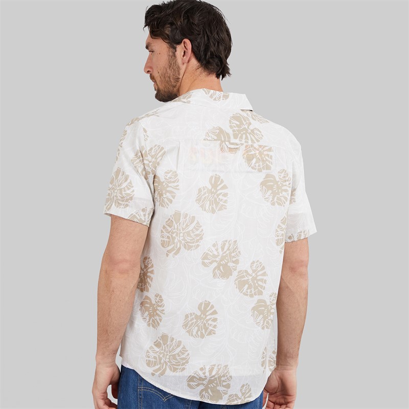 Hurley Mens 2 Tone Leaf Woven Shirt Ivory