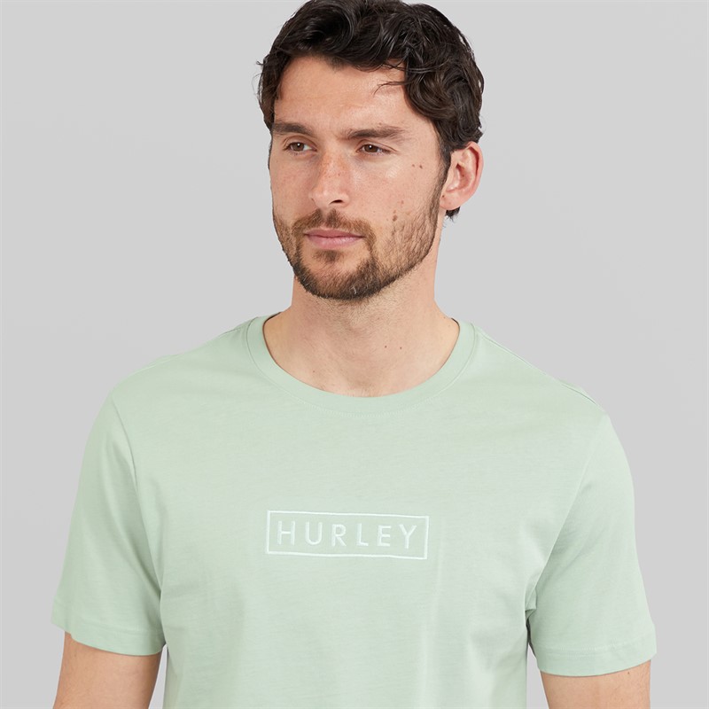 Hurley Mens Boxed Logo Graphic T-Shirt Faded Spruce
