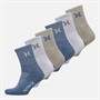 Hurley Mens Means Terry Six Pack Crew Socks White/Blue