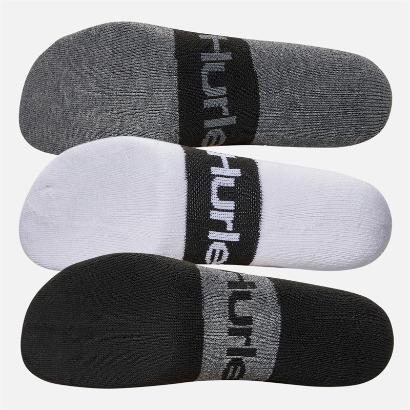 Hurley Mens Six Pack 1/2 Terry High Quarter Crew Socks White/Black