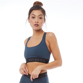 Image of Ivy Park Womens Active High Shine Elastic Bra Midnight Navy